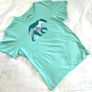 The North Face Youth Girls XL 18 Sea Green Mountain Bear‎ Logo T Shirt